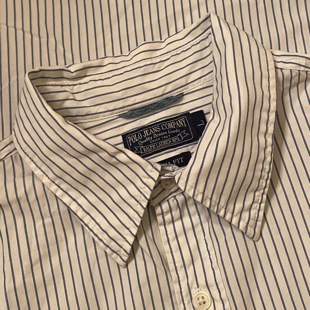 Polo Ralph Lauren Collar Line White Shirt L